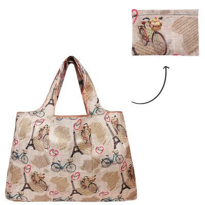 Wrapables Large Foldable Tote Nylon Reusable Grocery Bag, Paris Image 2