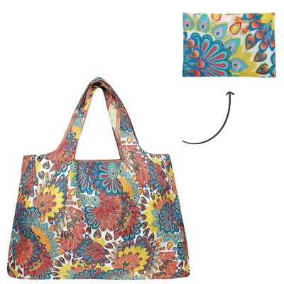 Wrapables Large Foldable Tote Nylon Reusable Grocery Bag, Peacock Image 2