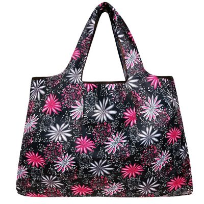 Wrapables Large Foldable Tote Nylon Reusable Grocery Bag, Pink in Bloom Image 1