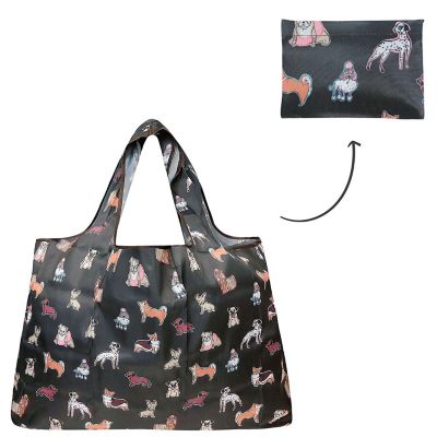 Wrapables Large Foldable Tote Nylon Reusable Grocery Bag, Shiba Inu Dogs Image 2