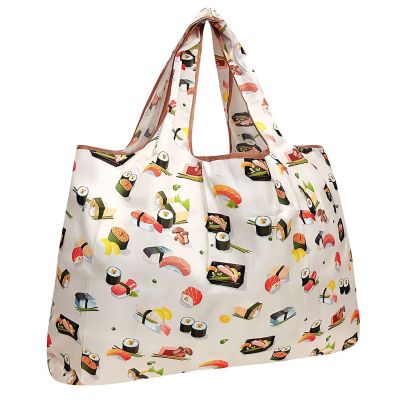Wrapables Large Foldable Tote Nylon Reusable Grocery Bag, Sushi Image 1