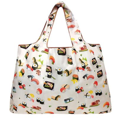 Wrapables Large Foldable Tote Nylon Reusable Grocery Bag, Sushi Image 1