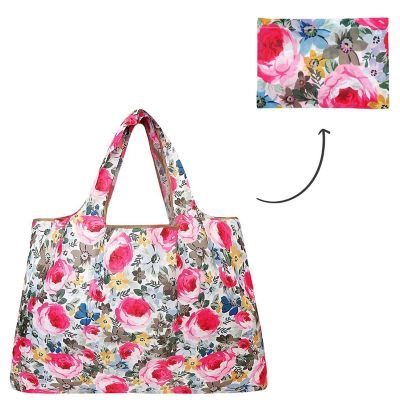 Wrapables Large Foldable Tote Nylon Reusable Grocery Bags, Easter Floral Image 2