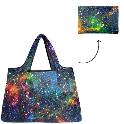 Wrapables Large Foldable Tote Nylon Reusable Grocery Bags, Galaxy Image 3