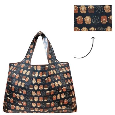 Wrapables Large Foldable Tote Nylon Reusable Grocery Bags, Monkey Business Image 2
