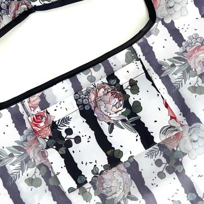 Wrapables Large Foldable Tote Nylon Reusable Grocery Bags, Rose & Stripes Image 3