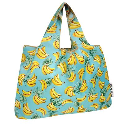 Wrapables Large Nylon Reusable Shopping Bag, Bananas Image 1