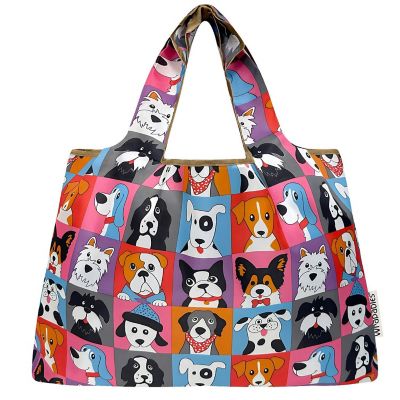 Wrapables Large Nylon Reusable Shopping Bag, Cute Dogs Image 2