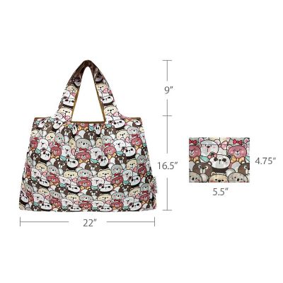Wrapables Large Nylon Reusable Shopping Bag, Funny Bears Image 1