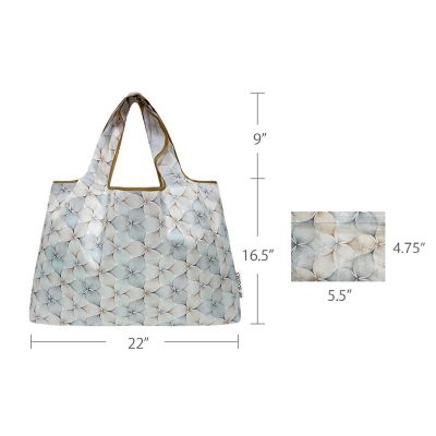 Wrapables Large Nylon Reusable Shopping Bag, Gray Petals Image 1