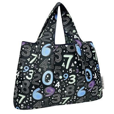 Wrapables Large Nylon Reusable Shopping Bag, Numbers Image 1