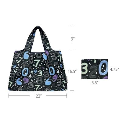 Wrapables Large Nylon Reusable Shopping Bag, Numbers Image 1