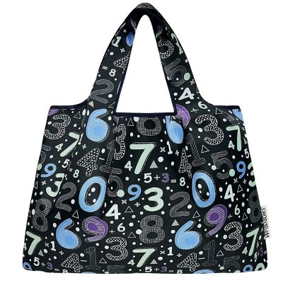 Wrapables Large Nylon Reusable Shopping Bag, Numbers Image 2