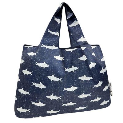 Wrapables Large Nylon Reusable Shopping Bag, Ocean Fish Image 1