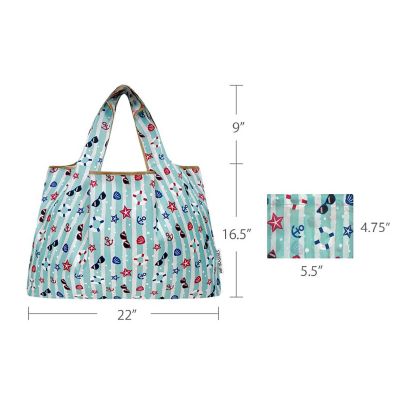 Wrapables Large Nylon Reusable Shopping Bag, Ocean Fun Image 1