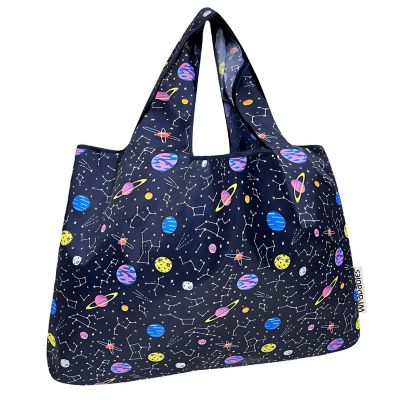 Wrapables Large Nylon Reusable Shopping Bag, Outer Space Image 1