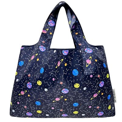 Wrapables Large Nylon Reusable Shopping Bag, Outer Space Image 2