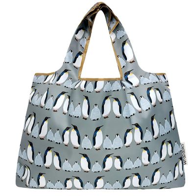 Wrapables Large Nylon Reusable Shopping Bag, Penguins Image 2