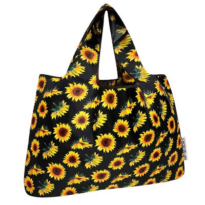 Wrapables Large Nylon Reusable Shopping Bag, Sunflowers Image 1