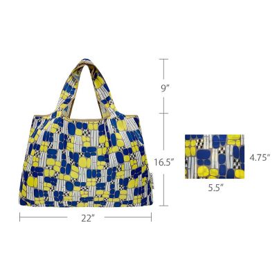 Wrapables Large Nylon Reusable Shopping Bag, Yellow Abstract Image 1
