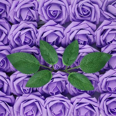 Wrapables Lavender Artificial Flowers, 10 Real Touch Latex Roses Image 1