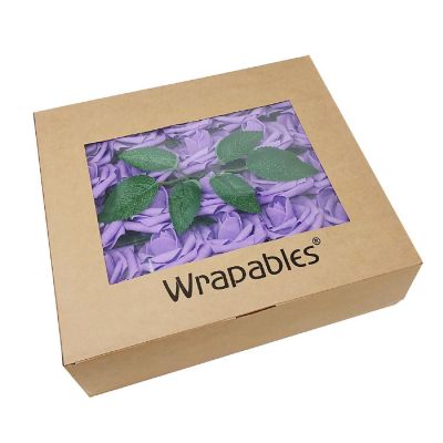 Wrapables Lavender Artificial Flowers, 10 Real Touch Latex Roses Image 3