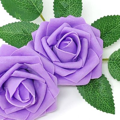 Wrapables Lavender Artificial Flowers, Real Touch Latex Roses Image 2