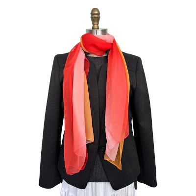 Wrapables Lightweight Sheer Solid Color Georgette Scarf, Orange, Pink &amp; Red Image 3