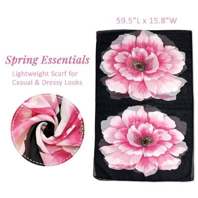 Wrapables Lightweight Vibrant Spring Chiffon Scarf, Pink Peonies Image 1