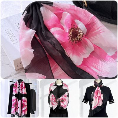 Wrapables Lightweight Vibrant Spring Chiffon Scarf, Pink Peonies Image 2