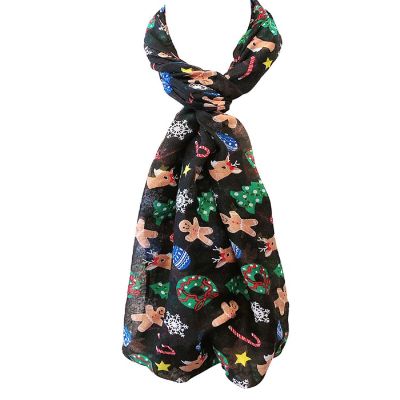 Wrapables Lightweight Winter Christmas Holiday Infinity Scarf, Gingerbread Man & Xmas Tree Image 2