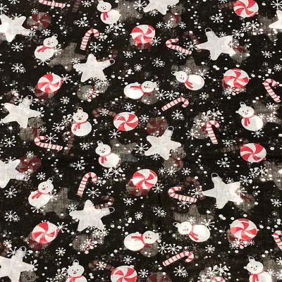 Wrapables Lightweight Winter Christmas Holiday Infinity Scarf, Snowman & Snowflakes Black Image 3