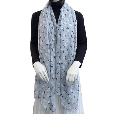 Wrapables Lightweight Winter Christmas Holiday Long Scarf, Snowmen & Snowflakes Image 1
