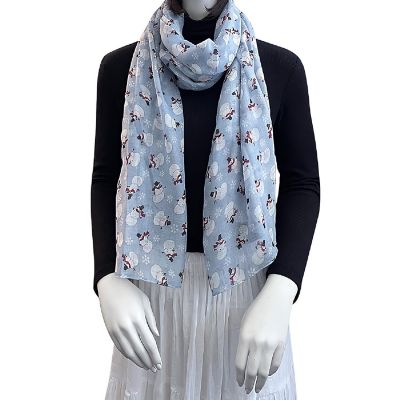 Wrapables Lightweight Winter Christmas Holiday Long Scarf, Snowmen & Snowflakes Image 2