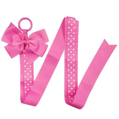 Wrapables Long Ribbon Hair Clip & Hair Bow Holder - Hot Pink Polka Dots Image 3