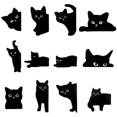 Wrapables Magnetic Black Cat Bookmarks, Page Marker, Foldable Cat Page Clips (24 pcs) Image 1