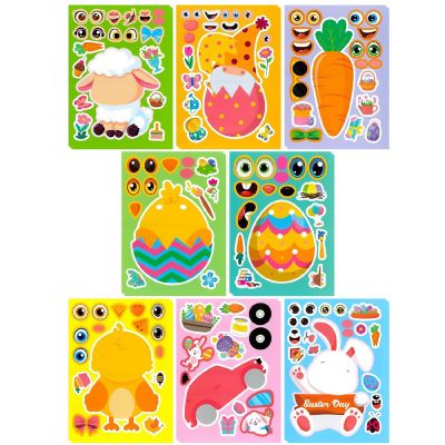 Wrapables Make a Face Stickers (24 Sheets), Easter Pals Image 1