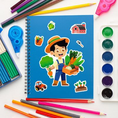 Wrapables Make a Face Stickers, DIY Make Your Own Stickers (24 Sheets), At the Farm Image 3