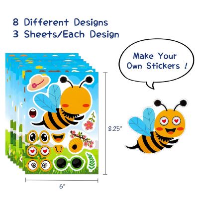 Wrapables Make a Face Stickers, DIY Make Your Own Stickers (24 Sheets), Bugs Image 1