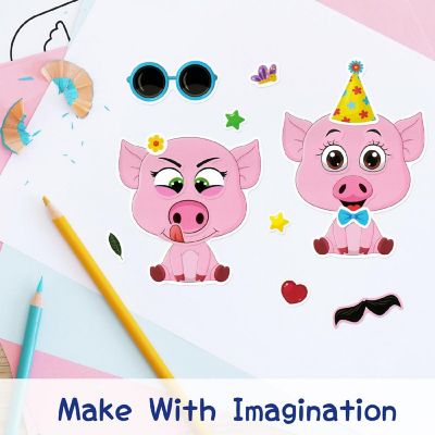 Wrapables Make a Face Stickers, DIY Make Your Own Stickers (24 Sheets), Fun Animals Image 2