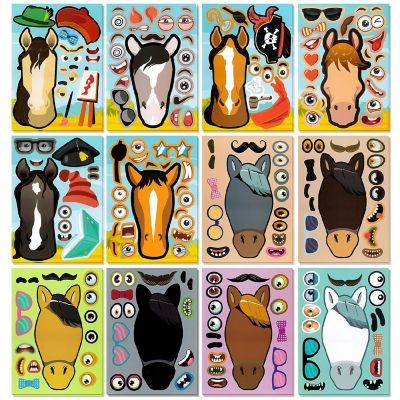 Wrapables Make a Face Stickers, DIY Make Your Own Stickers (24 Sheets), Horses Image 1