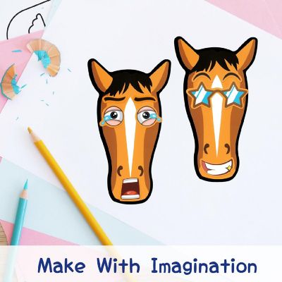 Wrapables Make a Face Stickers, DIY Make Your Own Stickers (24 Sheets), Horses Image 2