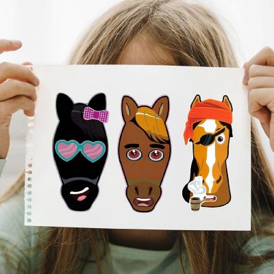 Wrapables Make a Face Stickers, DIY Make Your Own Stickers (24 Sheets), Horses Image 3