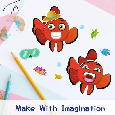 Wrapables Make a Face Stickers, DIY Make Your Own Stickers (24 Sheets), Magnificent Animals Image 2