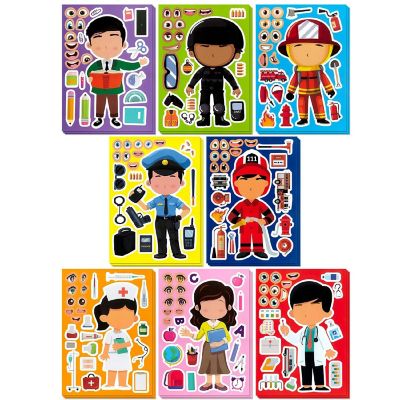 Wrapables Make a Face Stickers, DIY Make Your Own Stickers (24 Sheets), Occupation Image 1