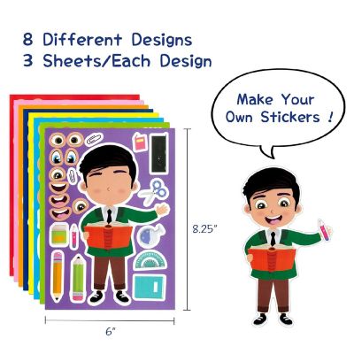 Wrapables Make a Face Stickers, DIY Make Your Own Stickers (24 Sheets), Occupation Image 1