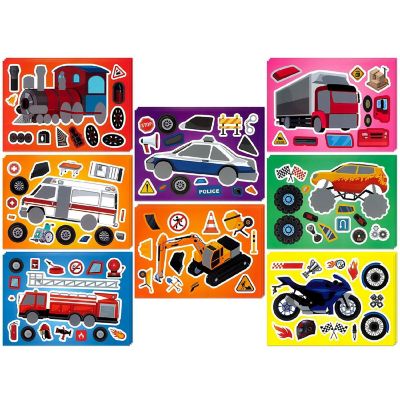 Wrapables Make a Face Stickers, DIY Make Your Own Stickers (24 Sheets), Vehicles Image 1