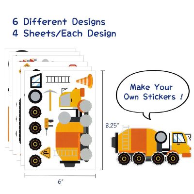 Wrapables Make Your Own Sticker Sheets, Diy Make A Face Stickers (24 Sheets), Construction Image 1