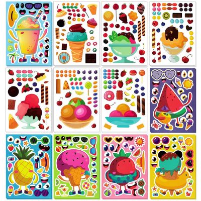 Wrapables Make Your Own Sticker Sheets, Diy Make A Face Stickers (24 Sheets), Desserts Image 1