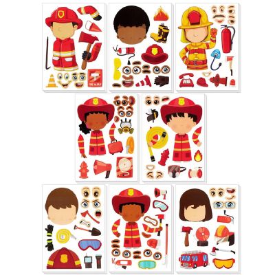Wrapables Make Your Own Sticker Sheets, DIY Make a Face Stickers (24 Sheets), Fire Fighter Image 1